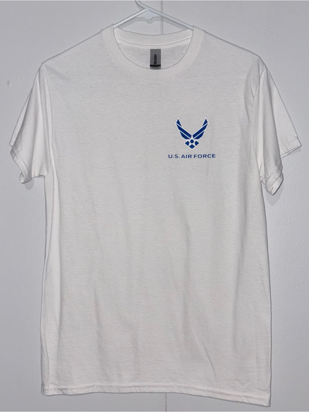 US Air Force USAF Gildan Mens Small White Military Logo Graphic T Shirt